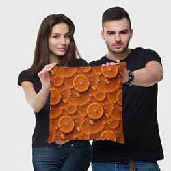 Подушка квадратная Сочная текстура из долек апельсина, цвет: 3D-принт — фото 2