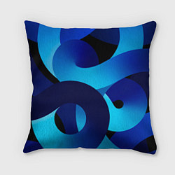 Подушка квадратная Синие линии в виде узоров, цвет: 3D-принт