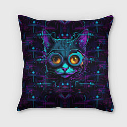 Подушка квадратная Cat - cyberpunk style, цвет: 3D-принт