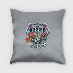 Подушка квадратная Welcome to Russia - футбол, цвет: 3D-принт