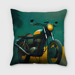Подушка квадратная Мотоцикл в лесу, цвет: 3D-принт