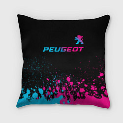 Подушка квадратная Peugeot - neon gradient: символ сверху, цвет: 3D-принт