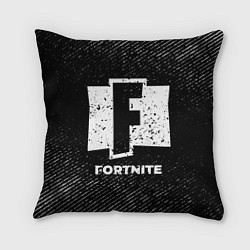 Подушка квадратная Fortnite с потертостями на темном фоне