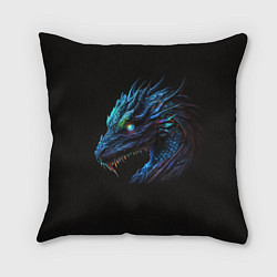 Подушка квадратная Красивый неоновый дракон с голубыми глазами, цвет: 3D-принт