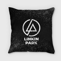 Подушка квадратная Linkin Park с потертостями на темном фоне