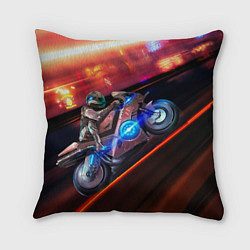Подушка квадратная Мотоцикл ночной город, цвет: 3D-принт