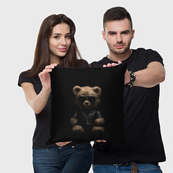 Подушка квадратная Брутальный плюшевый медведь, цвет: 3D-принт — фото 2