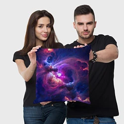 Подушка квадратная Небула в космосе в фиолетовых тонах - нейронная се, цвет: 3D-принт — фото 2