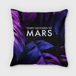 Подушка квадратная Thirty Seconds to Mars neon monstera