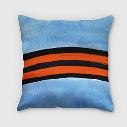 Подушка квадратная Георгиевская лента на голубом фоне, цвет: 3D-принт