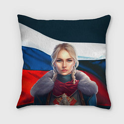 Подушка квадратная Славянская девушка - флаг России