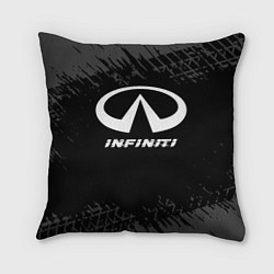 Подушка квадратная Infiniti speed на темном фоне со следами шин, цвет: 3D-принт
