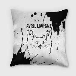 Подушка квадратная Avril Lavigne рок кот на светлом фоне, цвет: 3D-принт