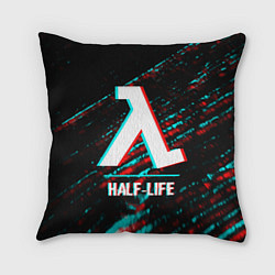 Подушка квадратная Half-Life в стиле glitch и баги графики на темном, цвет: 3D-принт