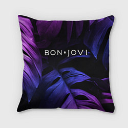 Подушка квадратная Bon Jovi neon monstera