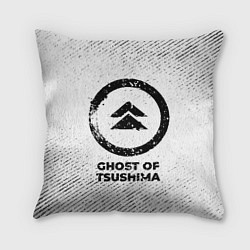 Подушка квадратная Ghost of Tsushima с потертостями на светлом фоне