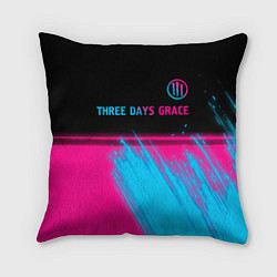 Подушка квадратная Three Days Grace - neon gradient: символ сверху, цвет: 3D-принт