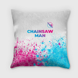 Подушка квадратная Chainsaw Man neon gradient style: символ сверху