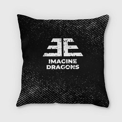 Подушка квадратная Imagine Dragons с потертостями на темном фоне