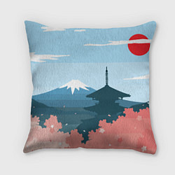 Подушка квадратная Вид на Фудзияму - Япония, цвет: 3D-принт