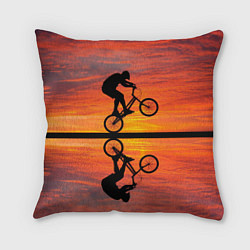 Подушка квадратная Велосипедист в отражении, цвет: 3D-принт