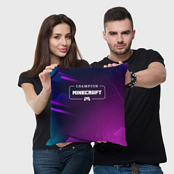 Подушка квадратная Minecraft gaming champion: рамка с лого и джойстик, цвет: 3D-принт — фото 2