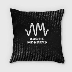 Подушка квадратная Arctic Monkeys с потертостями на темном фоне, цвет: 3D-принт
