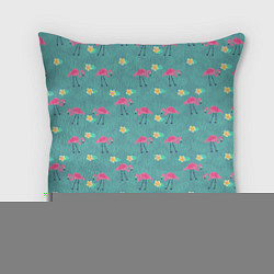 Подушка квадратная Летний паттерн с фламинго, цвет: 3D-принт