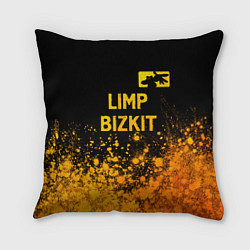 Подушка квадратная Limp Bizkit - gold gradient: символ сверху, цвет: 3D-принт