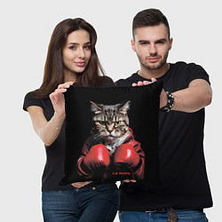 Подушка квадратная Cat boxing, цвет: 3D-принт — фото 2