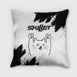 Подушка квадратная Skillet рок кот на светлом фоне