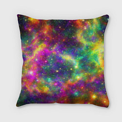 Подушка квадратная Яркий неоновый космос, цвет: 3D-принт