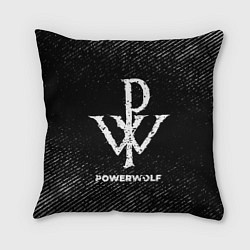 Подушка квадратная Powerwolf с потертостями на темном фоне