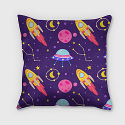 Подушка квадратная Космическая тема паттерн, цвет: 3D-принт
