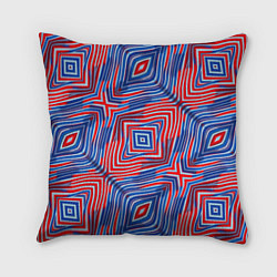 Подушка квадратная Красно-синие абстрактные полосы