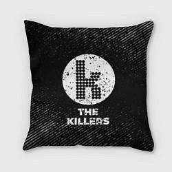 Подушка квадратная The Killers с потертостями на темном фоне