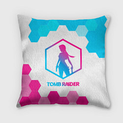 Подушка квадратная Tomb Raider neon gradient style, цвет: 3D-принт