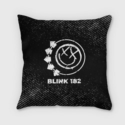Подушка квадратная Blink 182 с потертостями на темном фоне