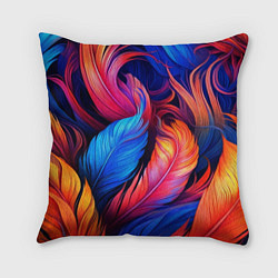 Подушка квадратная Экзотические перья, цвет: 3D-принт