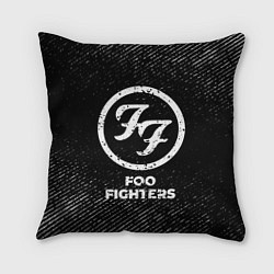 Подушка квадратная Foo Fighters с потертостями на темном фоне