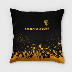 Подушка квадратная System of a Down - gold gradient: символ сверху, цвет: 3D-принт