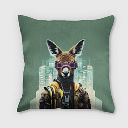 Подушка квадратная Cool kangaroo - cyberpunk, цвет: 3D-принт