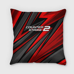 Подушка квадратная Counter strike 2 - красный спортивный, цвет: 3D-принт