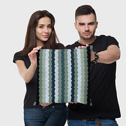 Подушка квадратная Широкие полосы тёмно-зелёный, цвет: 3D-принт — фото 2