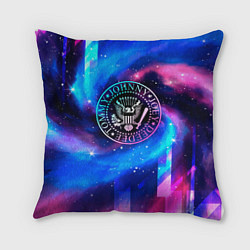 Подушка квадратная Ramones неоновый космос