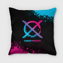 Подушка квадратная CreepyPasta - neon gradient, цвет: 3D-принт