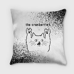 Подушка квадратная The Cranberries рок кот на светлом фоне