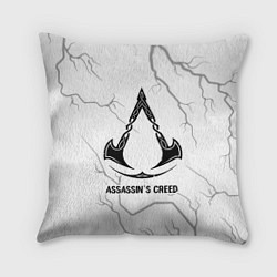 Подушка квадратная Assassins Creed glitch на светлом фоне, цвет: 3D-принт
