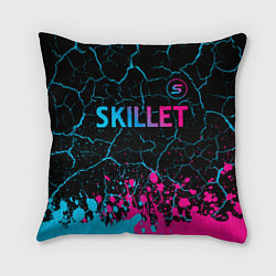 Подушка квадратная Skillet - neon gradient: символ сверху, цвет: 3D-принт