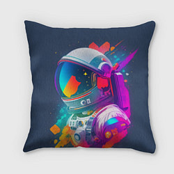 Подушка квадратная Космонавт - акварельные мазки, цвет: 3D-принт